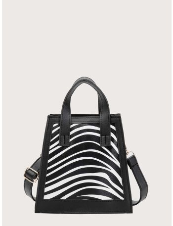 Zebra Striped Pattern Square Bag