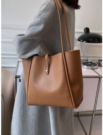 Large Capacity Shoulder Tote Bag With Clutch Bag