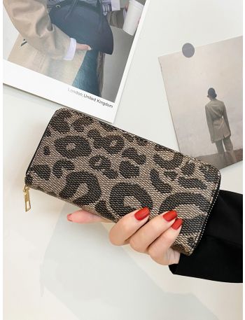 Leopard Pattern Zip Long Wallet