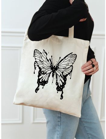 Butterfly Graphic Large Capacity Tote Bag