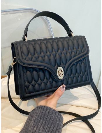 Quilted Turn-lock Flap Square Bag