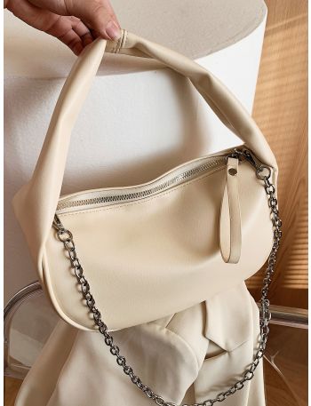 Minimalist Zipper Chain Baguette Bag