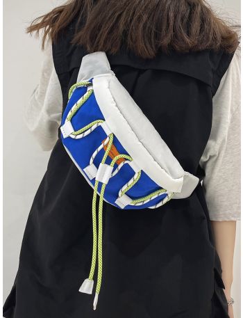 Colorblock Drawstring Design Waist Bag