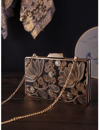 Floral Embroidery Chain Box Bag