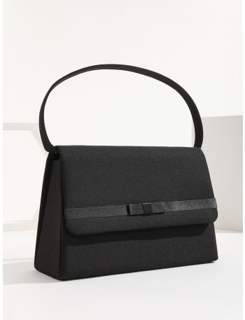 Minimalist Bow Decor Flap Square Bag