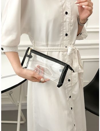 Clear Contrast Binding Square Bag