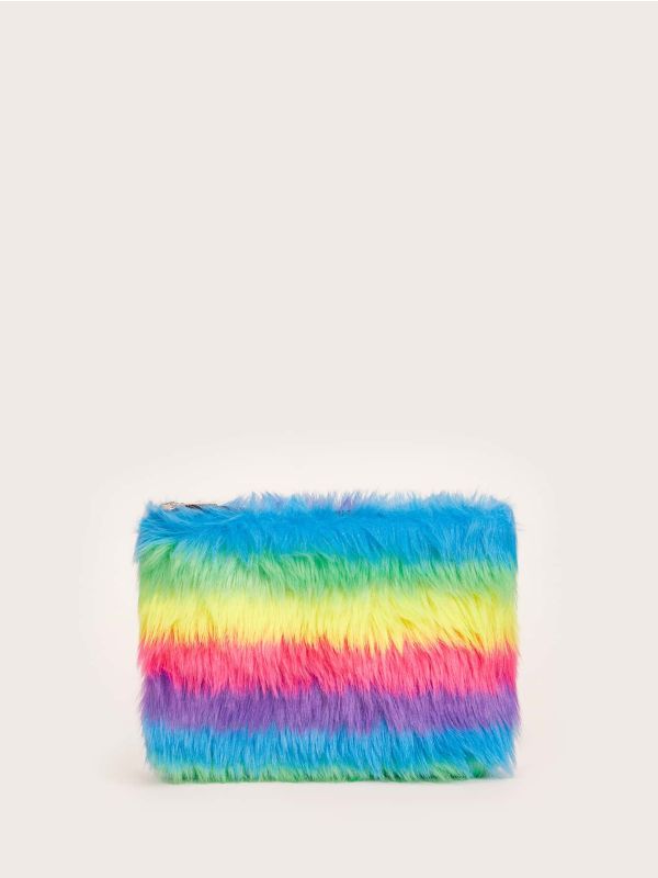 Colorblock Fuzzy Purse