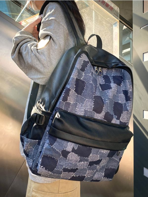 Plaid Pattern Large Capacity Backpack