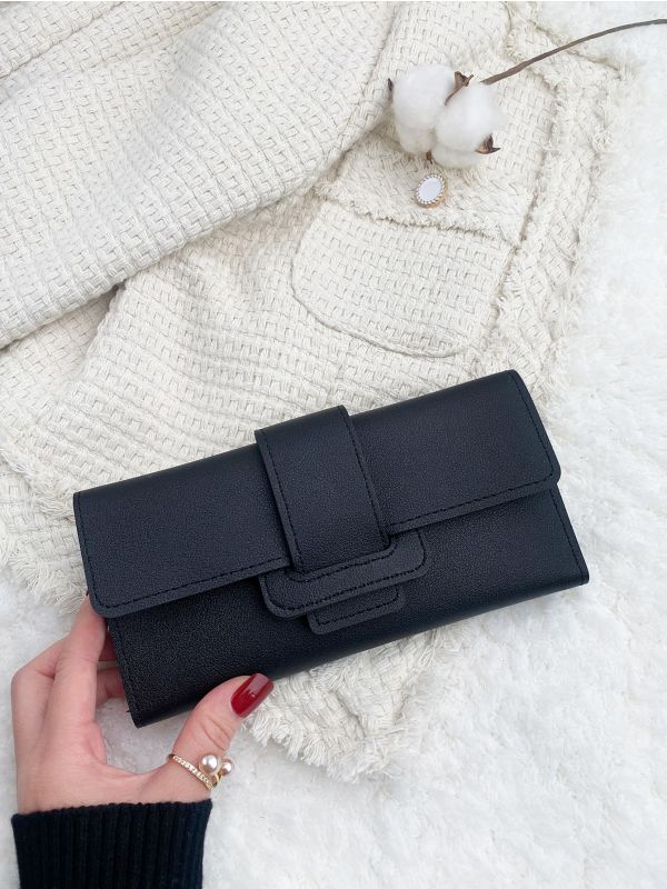 Litchi Embossed Flap Long Wallet