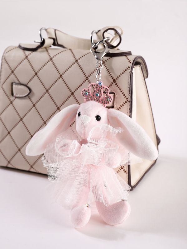 Cartoon Rabbit Design Bow & Crown Decor Bag Charm