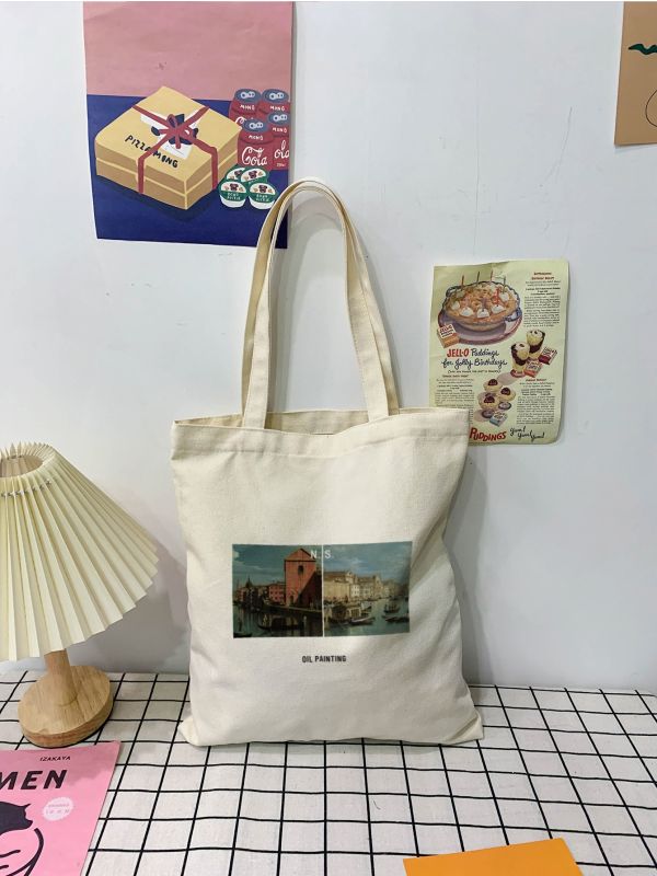 Letter & Landscape Graphic Shopper Bag