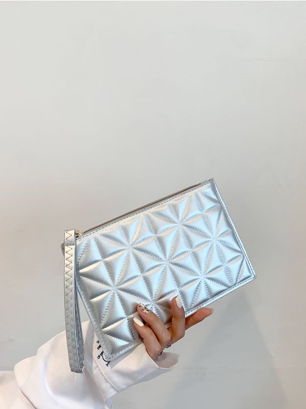Metallic Quilted Clutch Bag